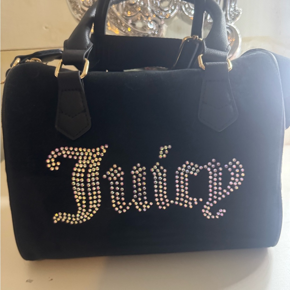 Juicy Couture Black Handbag with Rhinestone Logo